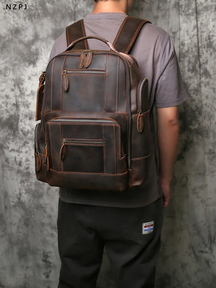 Stylish Retro Genuine Leather Men's Backpack | Travel Companion