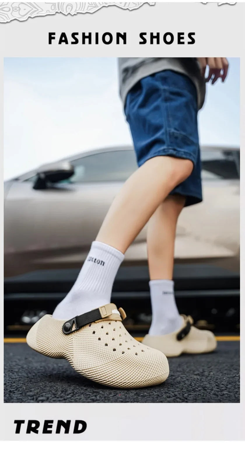 Summer non slip 3D patterned sandals with EVA thick sole for men's and women's beach shoes with a poop like feel