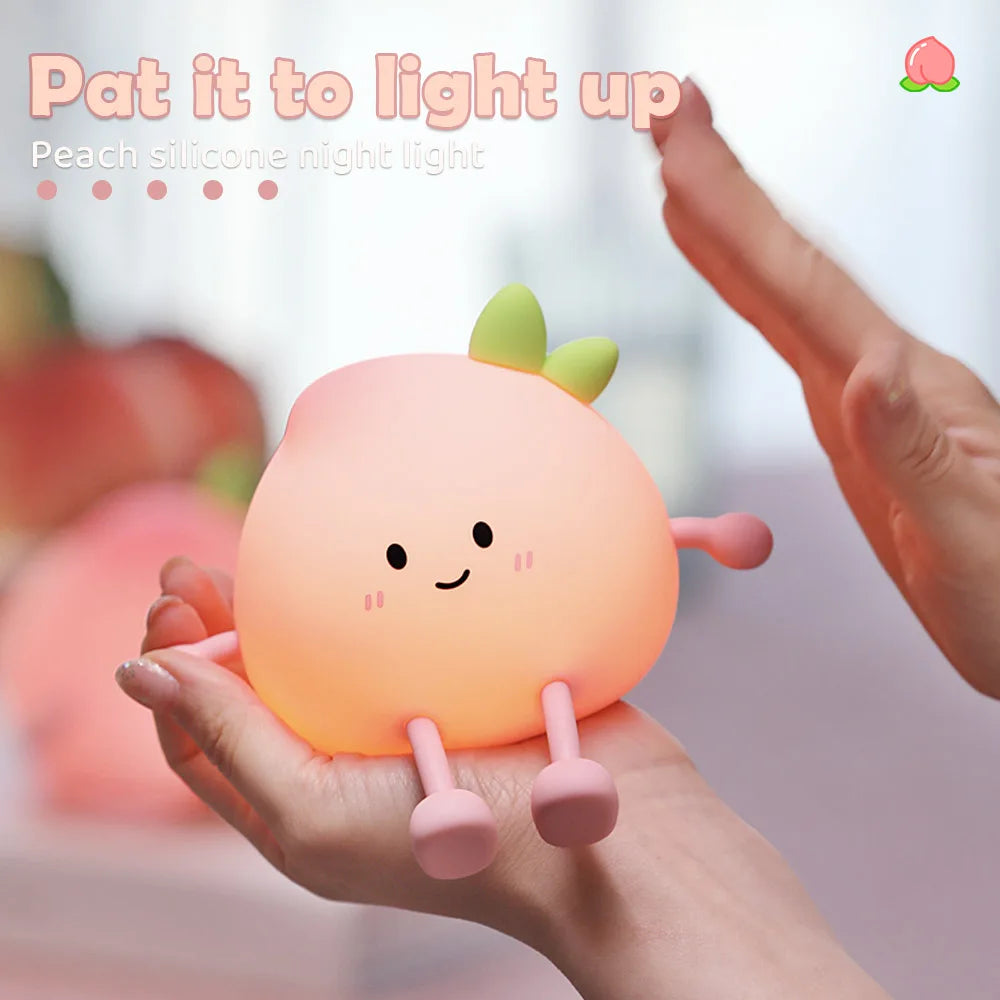 Adorable Peach-Shaped LED Night Light | Rechargeable Nursery Decor