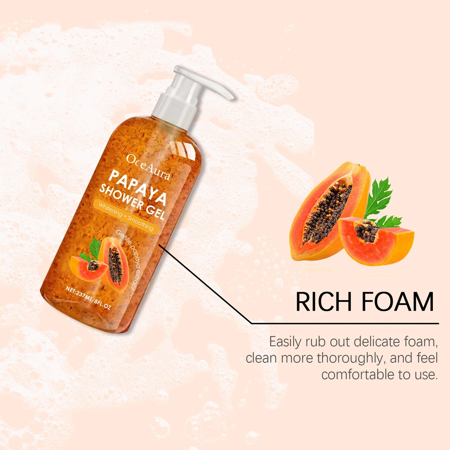 Whitening Papaya Shower Gel | Smoothing Cleansing Body Wash