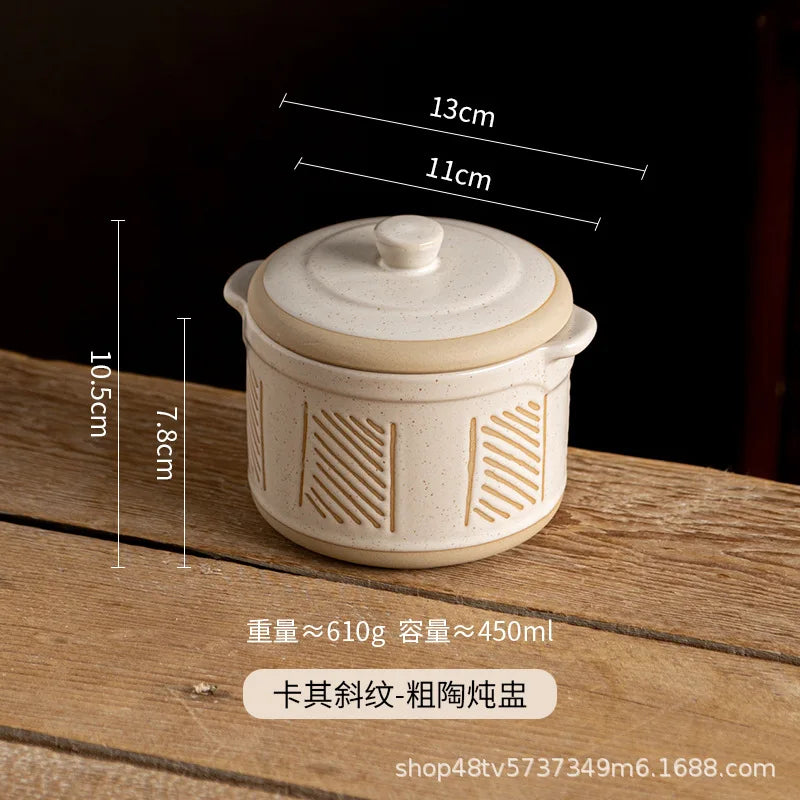 Olla para guisar de cerámica rústica japonesa | Vajilla de cerámica ecológica para horno