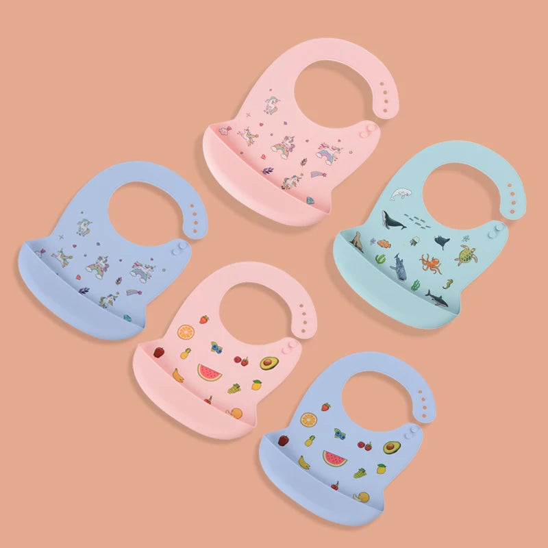 Waterproof Silicone Baby Bibs | Adjustable Cute Feeding Aprons