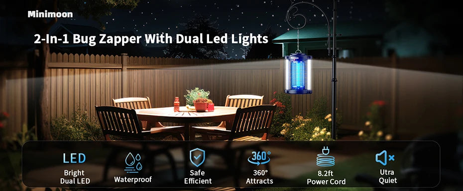Powerful Outdoor Bug Zapper | Dual LED Mosquito Trap