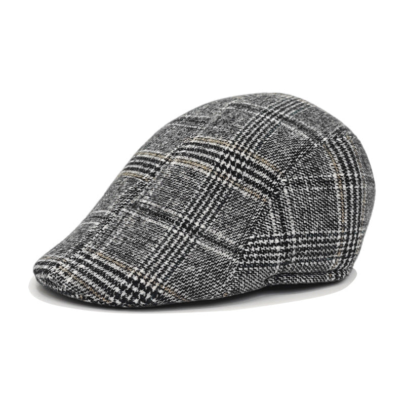 Men's Winter Beret Cap | Warm Plaid Military Hat for Casual Wear