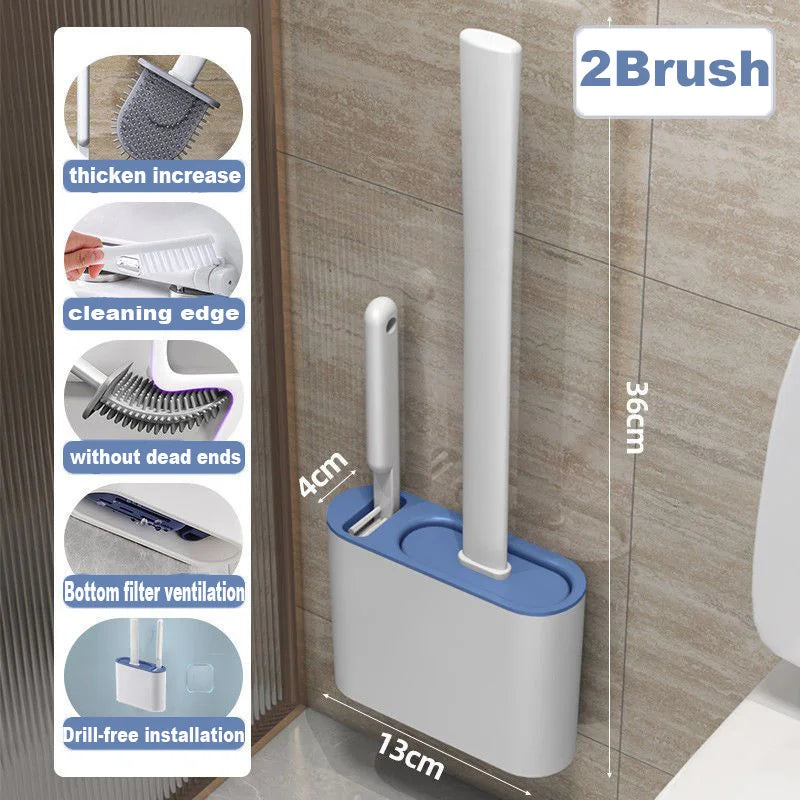 Wall Hanging Toilet Brush with Holder | Soft Bristles WC Cleaner