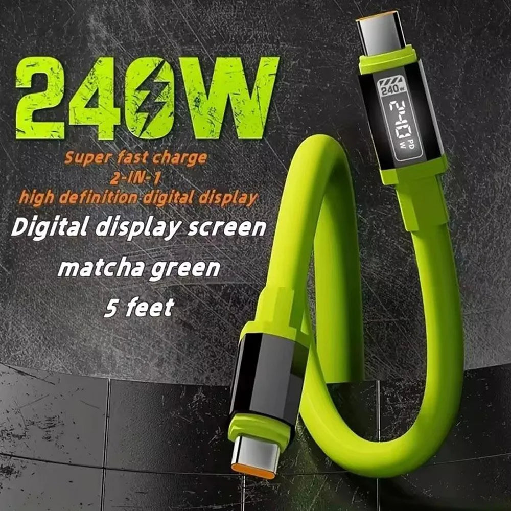 240W USB Type C Super Fast Charging Data Cable - Versatile & Durable