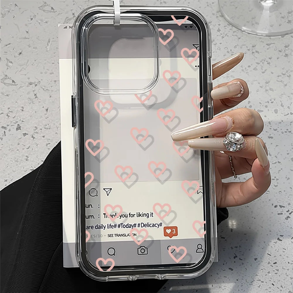 Funda de iPhone Corazón de Amor | Carcasa Transparente Antichoque 2 EN 1