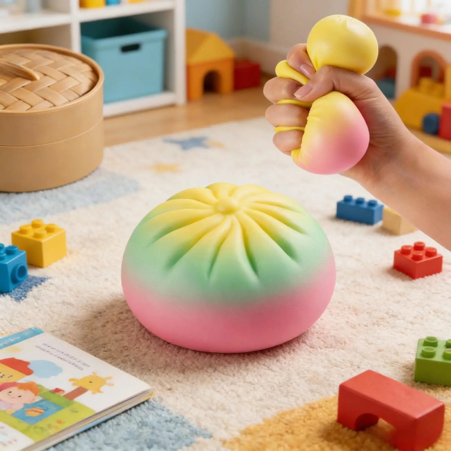Steamed Bun Stress Ball Colorful Slow-Rise Squeeze Toy Decompression Toy Soft Anti-Stress Ball for Hands Dumpling Stress Ball