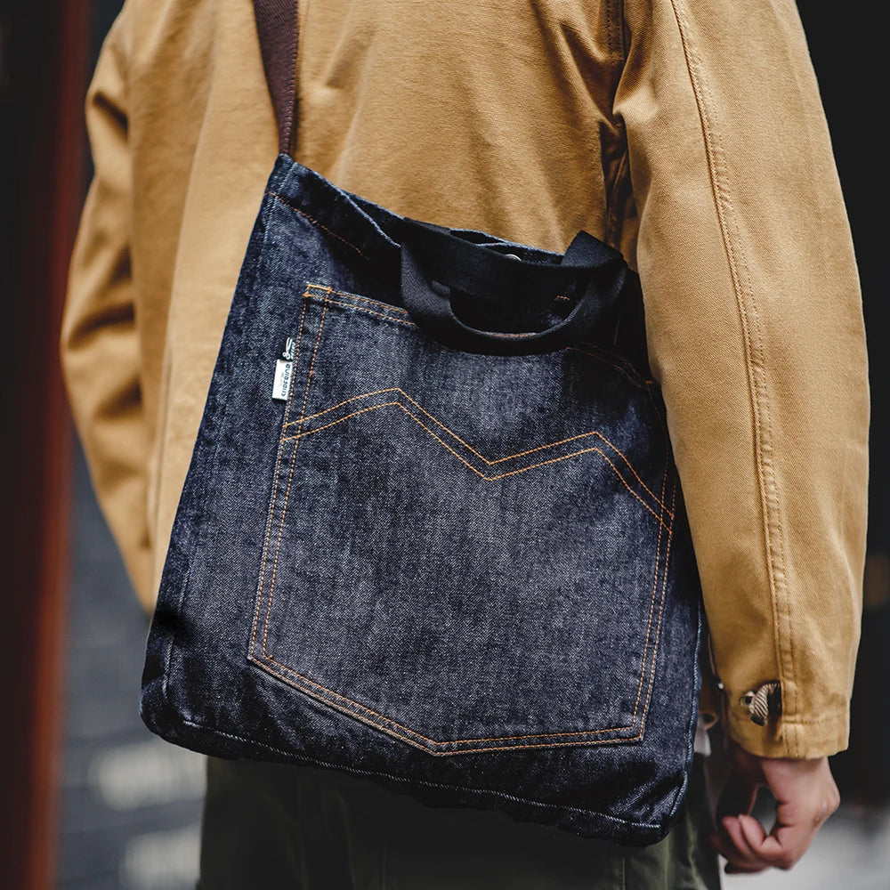 Men's Retro Denim Shoulder Crossbody Bag for Everyday Use