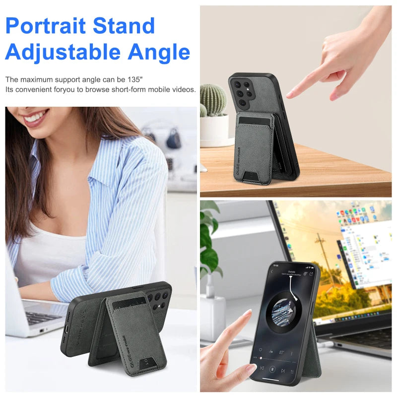Magnetic Wallet Card Slot Holder Leather Phone Case