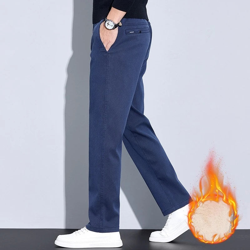 Men's Winter Thick Warm Casual Pants | Fleece Thermal Trousers