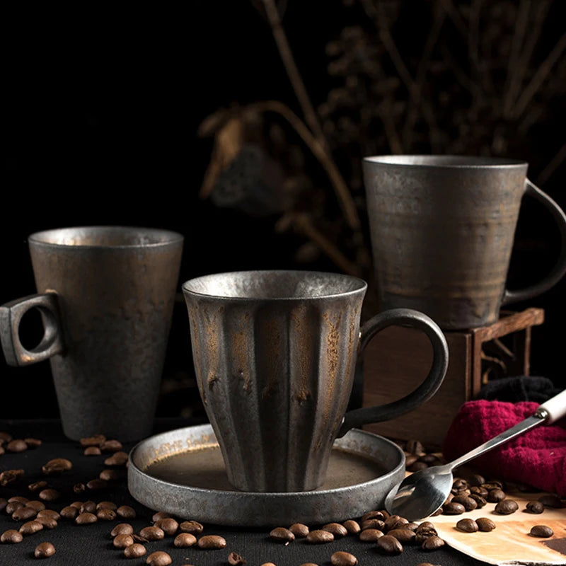 Vintage Ceramic Tea and Coffee Cup with Wooden Handle