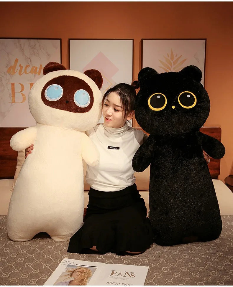 Lifelike Siamese Cat Plush Toy | Hug Cushion for Kids & Home Decor