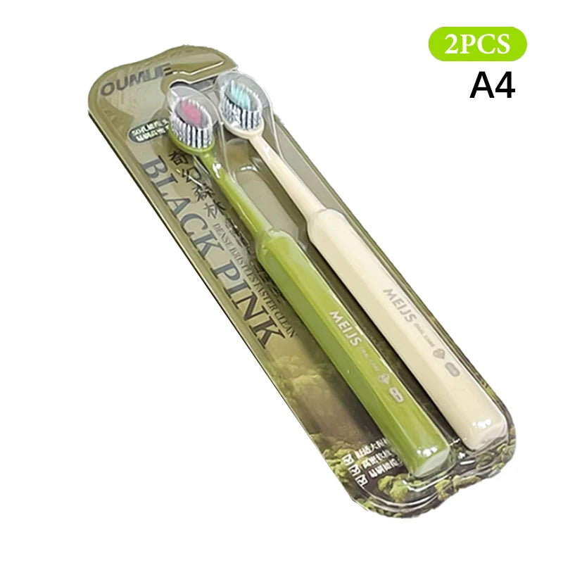 2Pcs Mouth Clean Toothbrush Ultra-Fine Soft Hard Bristle Toothbrush Deep Cleaning For Adults Whitening Teeth