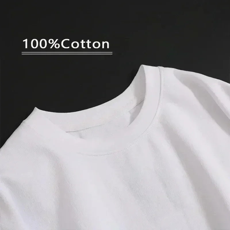 American Retro Pattern Printed Short-sleeved Crew Neck Cotton T-shirt Unisex Top Casual Loose Fashion Streetwear Top