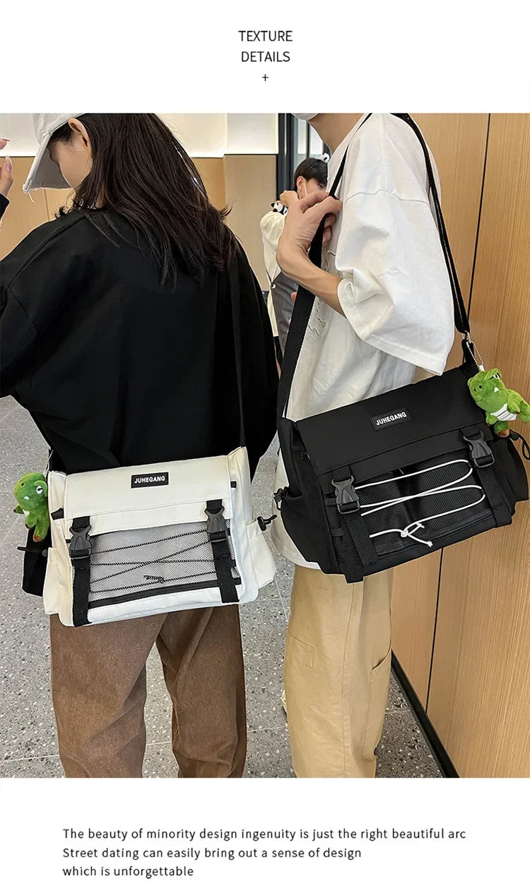 Bolso cruzado de nailon elegante para adolescentes | Bandolera multibolsillos