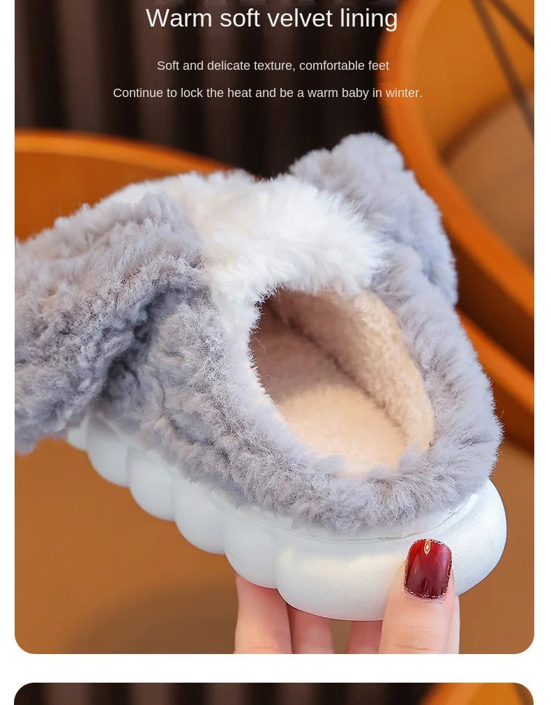 Cute Puppy Plush Slippers for Kids | Non-Slip Cozy Footwear