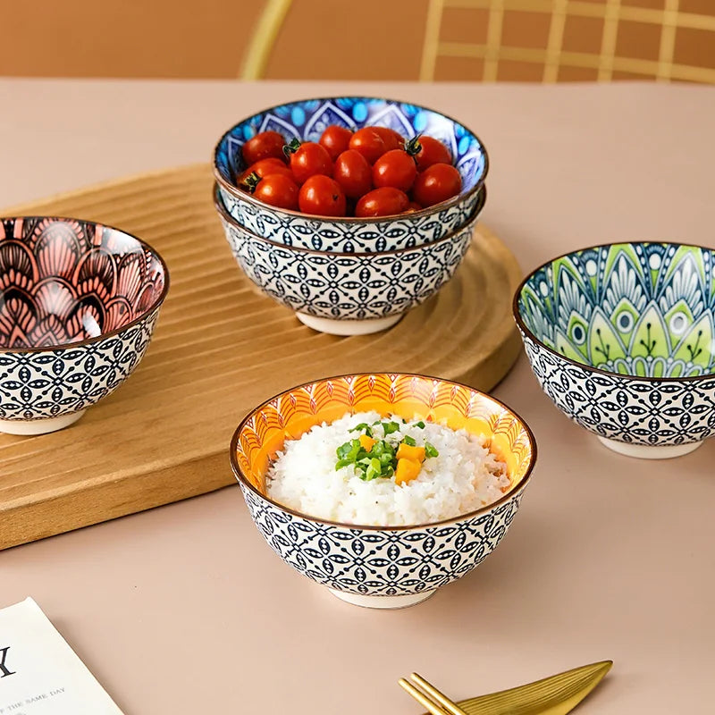 6-Piece Bohemian Mandala Ceramic Bowls | Stylish & Versatile