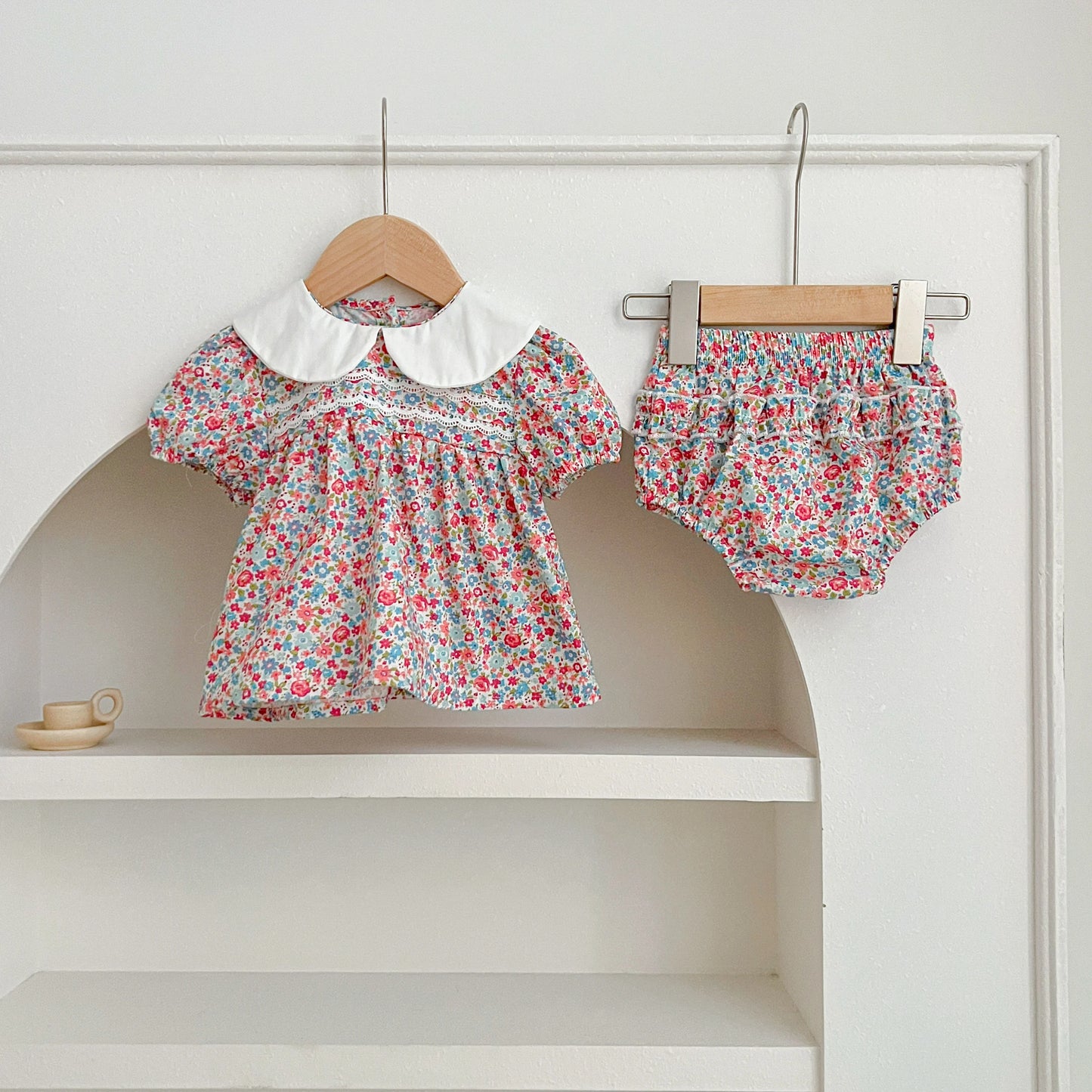 Summer Baby Girls Clothing Set | Floral Puff Sleeve Outfit