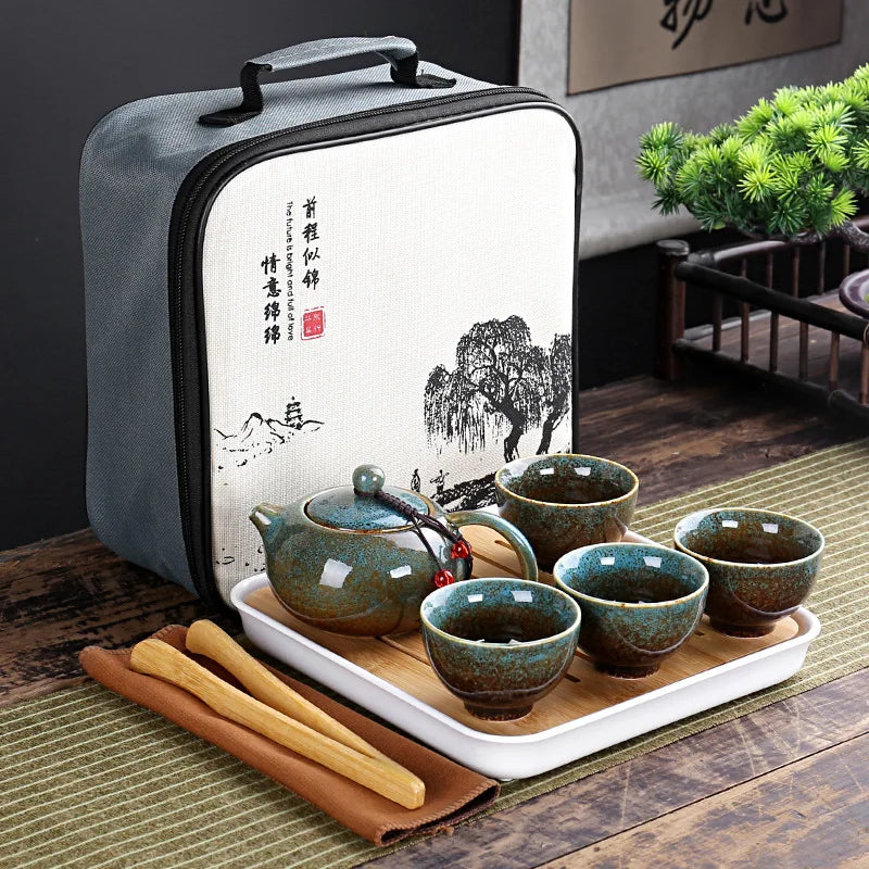 Portable Chinese Kung Fu Tea Set | Travel-Friendly Ceramic Teapot
