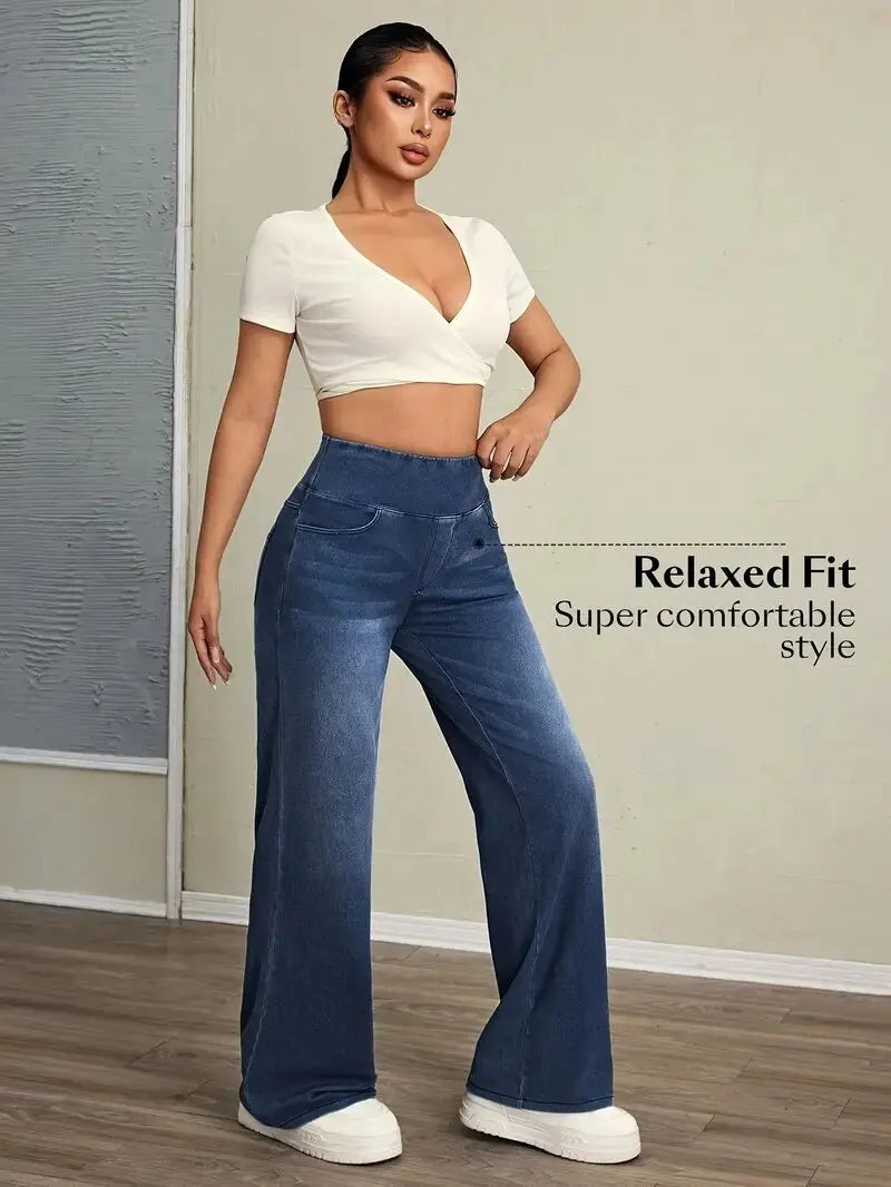 Women's High Stretch Loose Straight-Leg Jeans | Trendy & Comfortable