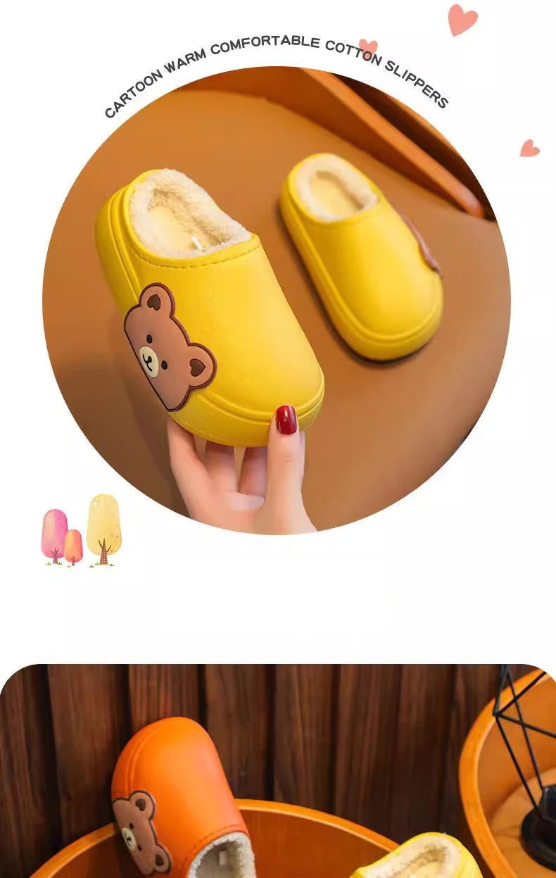 Children's Waterproof Anti-Slip Cotton Slippers | Cozy Winter Footwear