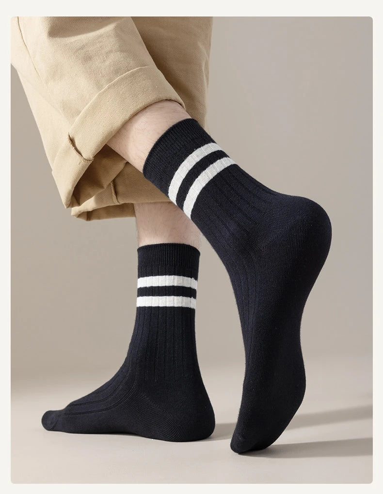 Men's Striped Mid Tube Socks | Breathable Casual Comfort