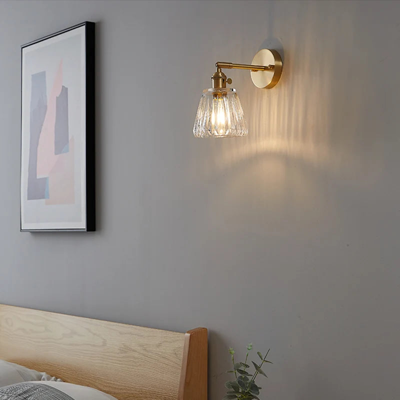 Lámpara de pared moderna de latón y cristal | Iluminación interior retro-chic