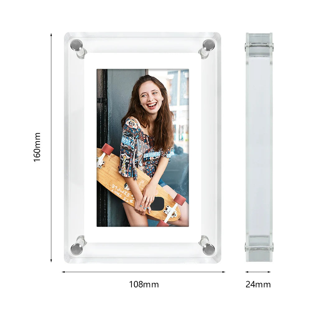 5-Inch Acrylic Digital Photo Frame | USB Charging & Video Playback