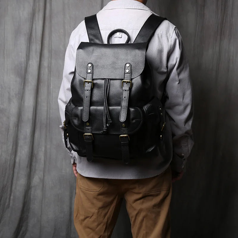 Men's Casual Leather Backpack | Large Capacity & Stylish Design