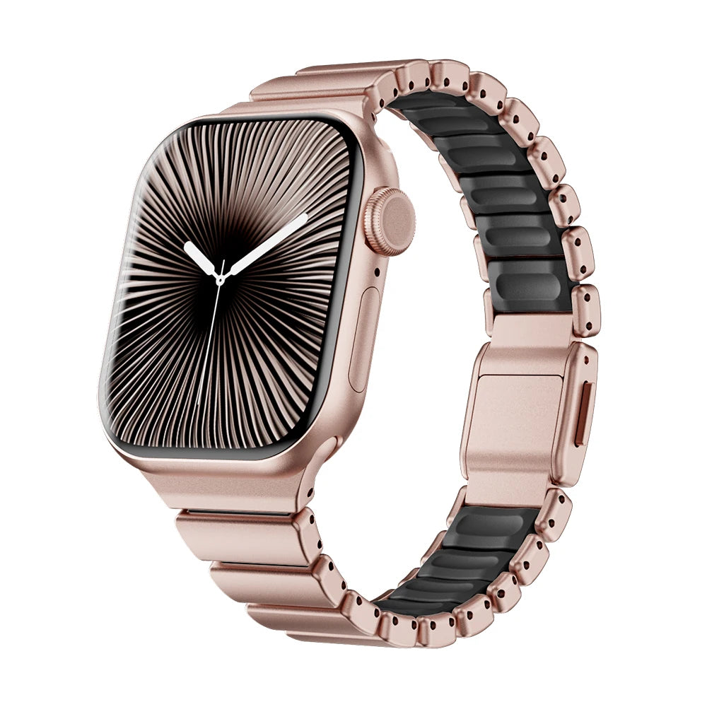 Slim Stainless Steel Rubber Strap for Apple Watch - Versatile & Stylish