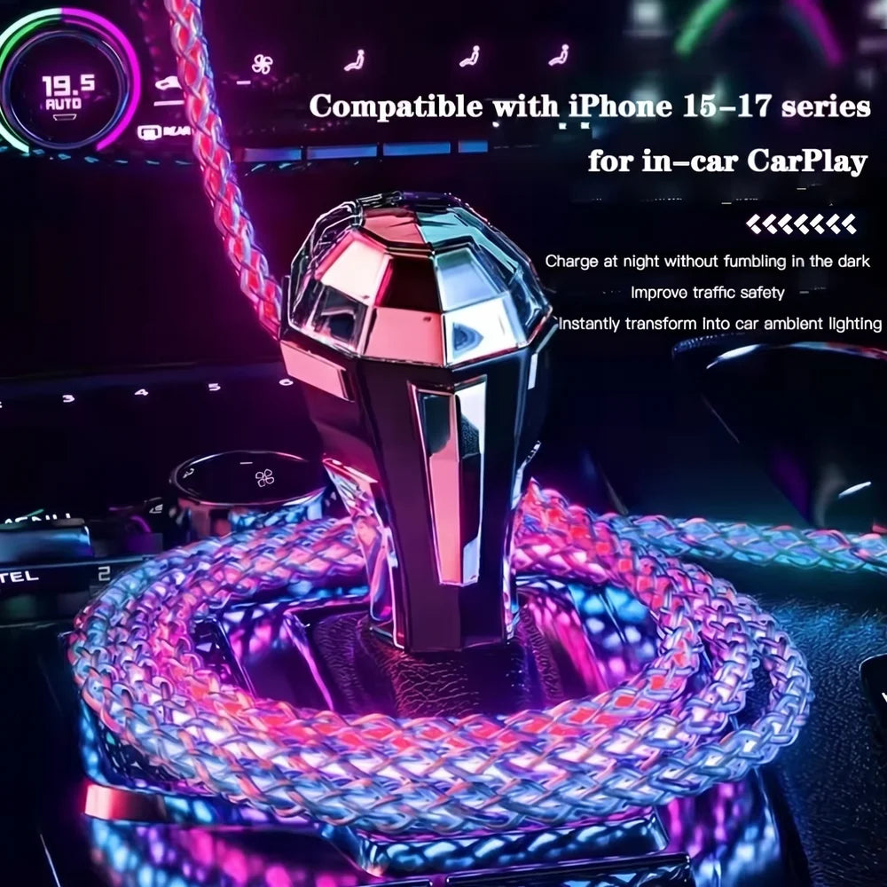 66W RGB LED Type-C Charging Cable | Fast Data Sync & Charge