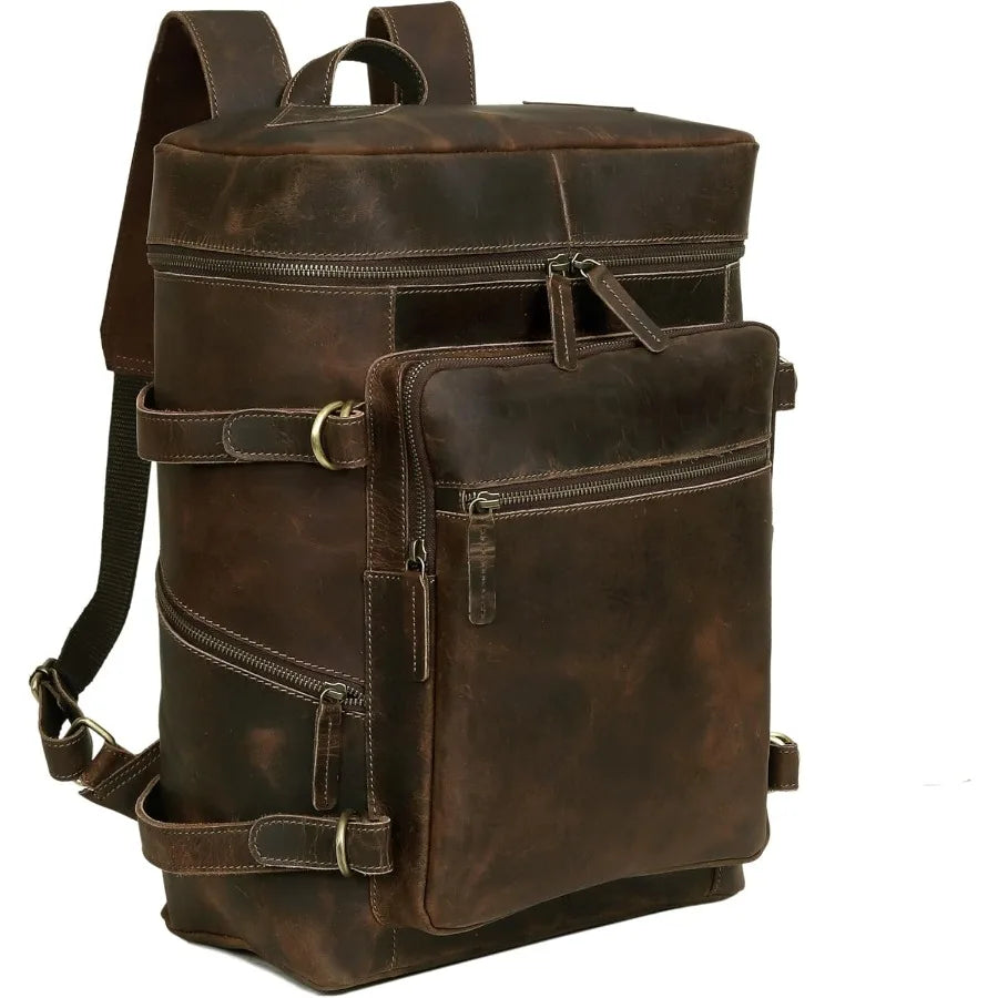 Mochila de Cuero de Gran Capacidad | Elegante Mochila Retro de Negocios