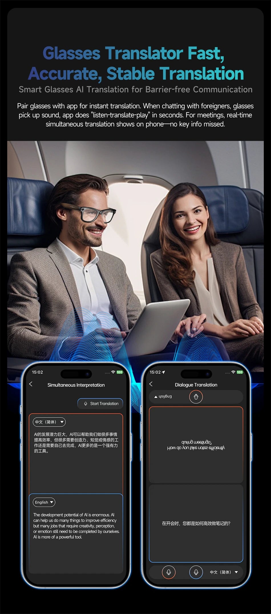 AI Smart Glasses with 8MP Camera & Bluetooth Features