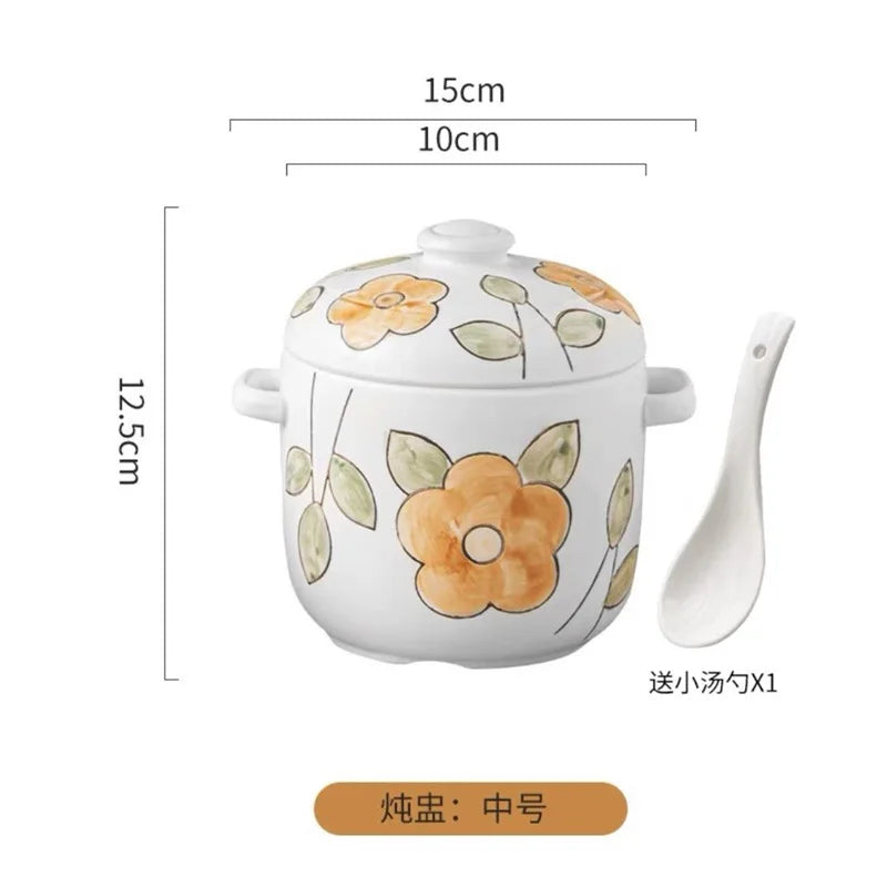 Hand-Painted Ceramic Stew Pot | Versatile Heat-Resistant Cookware