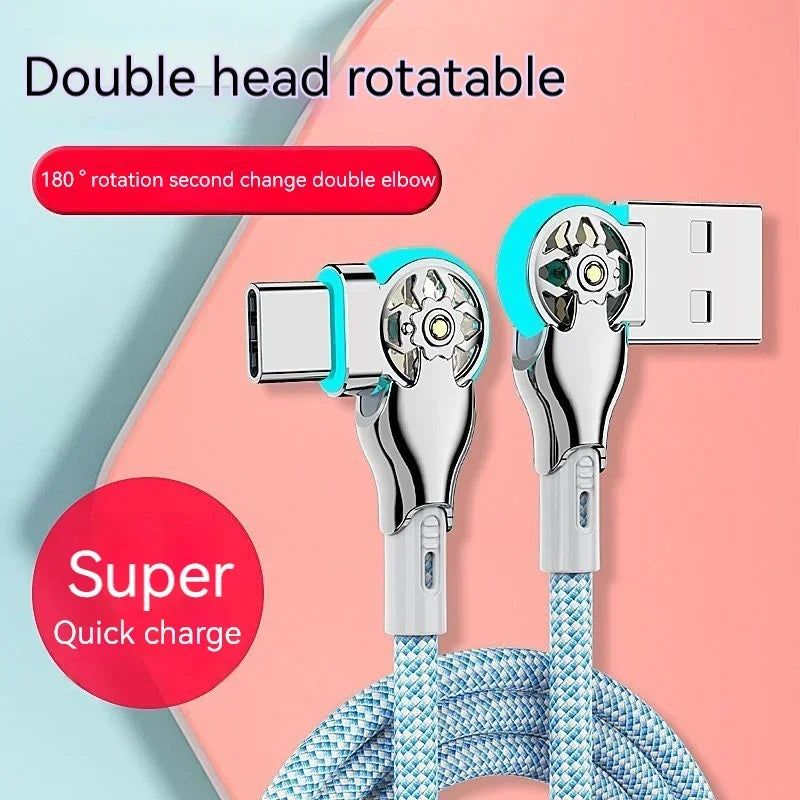 Fast Charge USB A to C Cable | 180 Degree Rotatable Durable Cord