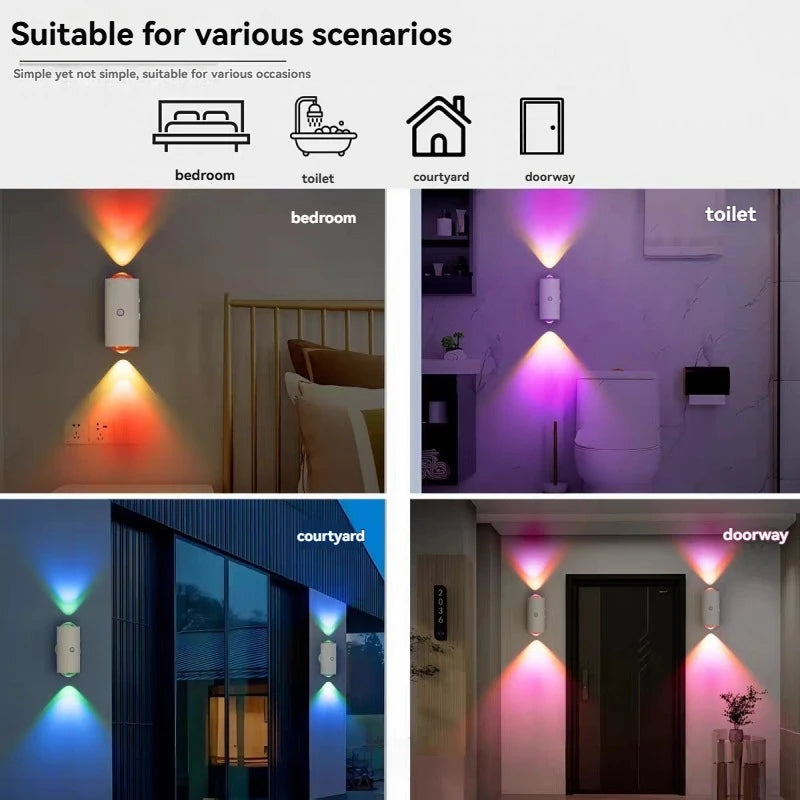 Luz de pared con sensor de movimiento de doble cabezal | 16 opciones de color RGB