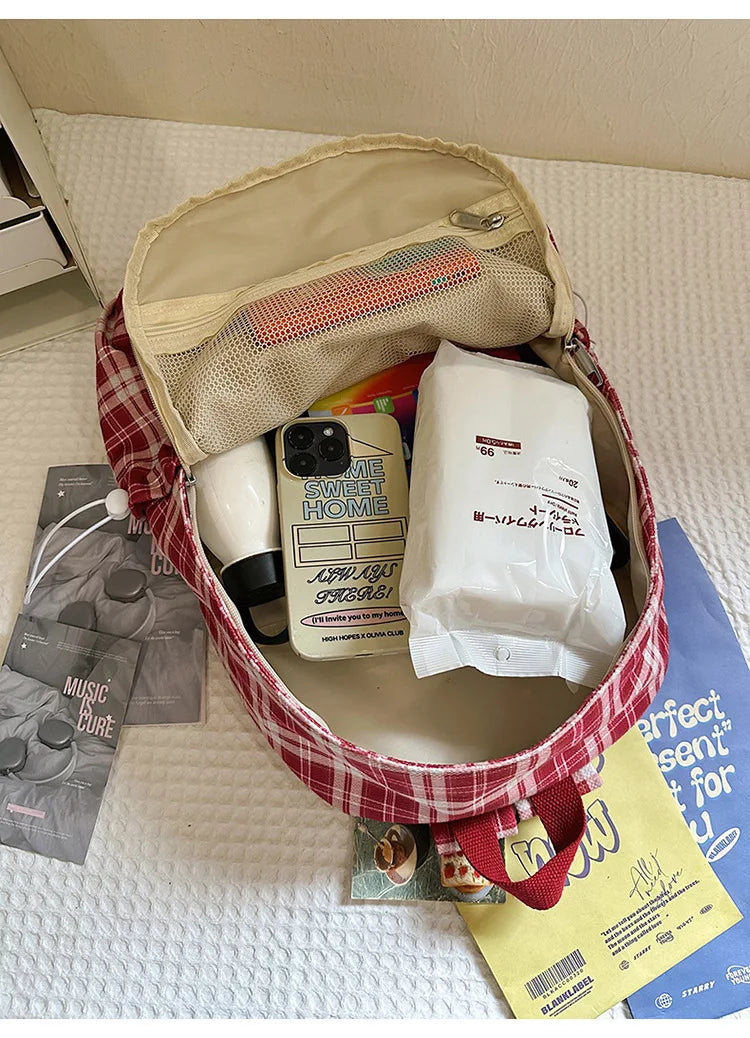 Large Capacity Plaid Backpack | Versatile Travel & School Bag