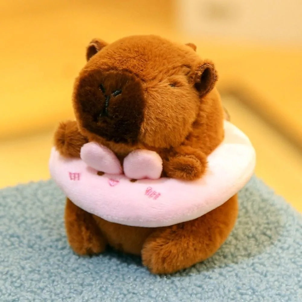 Capybara Plush Toy with Hoodie Wings Small Stuffed Animal Keychain Doll