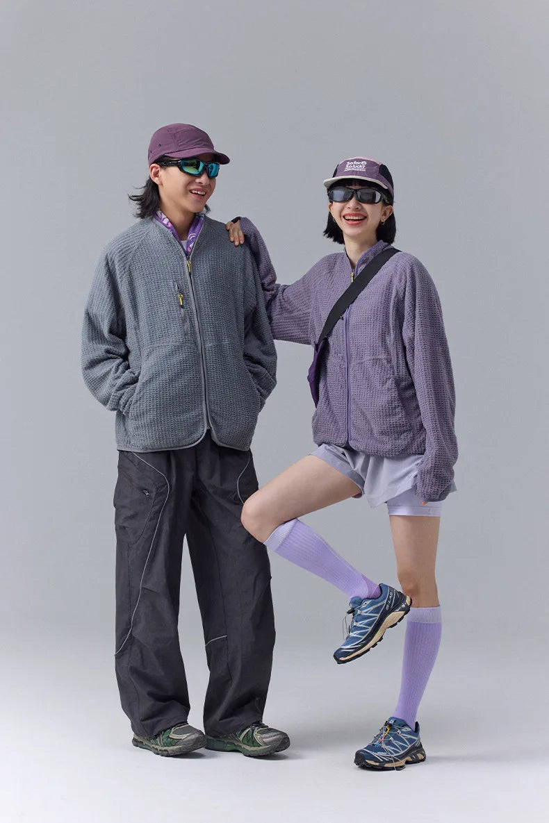 Men's Ultra-Lightweight Grid Fleece Jacket | All Season Thermal Mid-layer