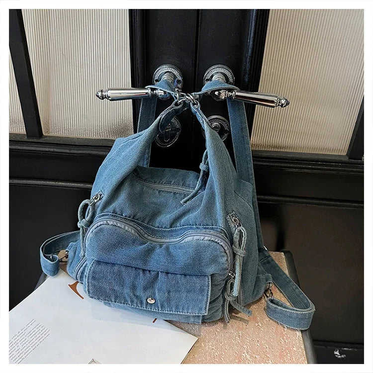 Trendy Solid Color Denim Shoulder Bag | Versatile Women's Crossbody