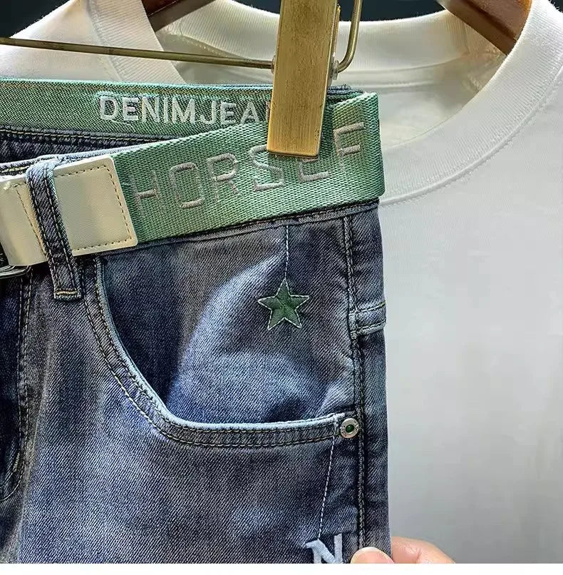 Trendy Men's Cropped Jeans | Casual Loose Fit Denim Pants
