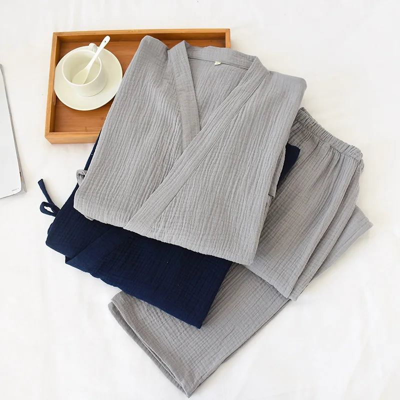 Men's Plus Size Cotton Kimono Pajamas | Stylish Comfort Homewear