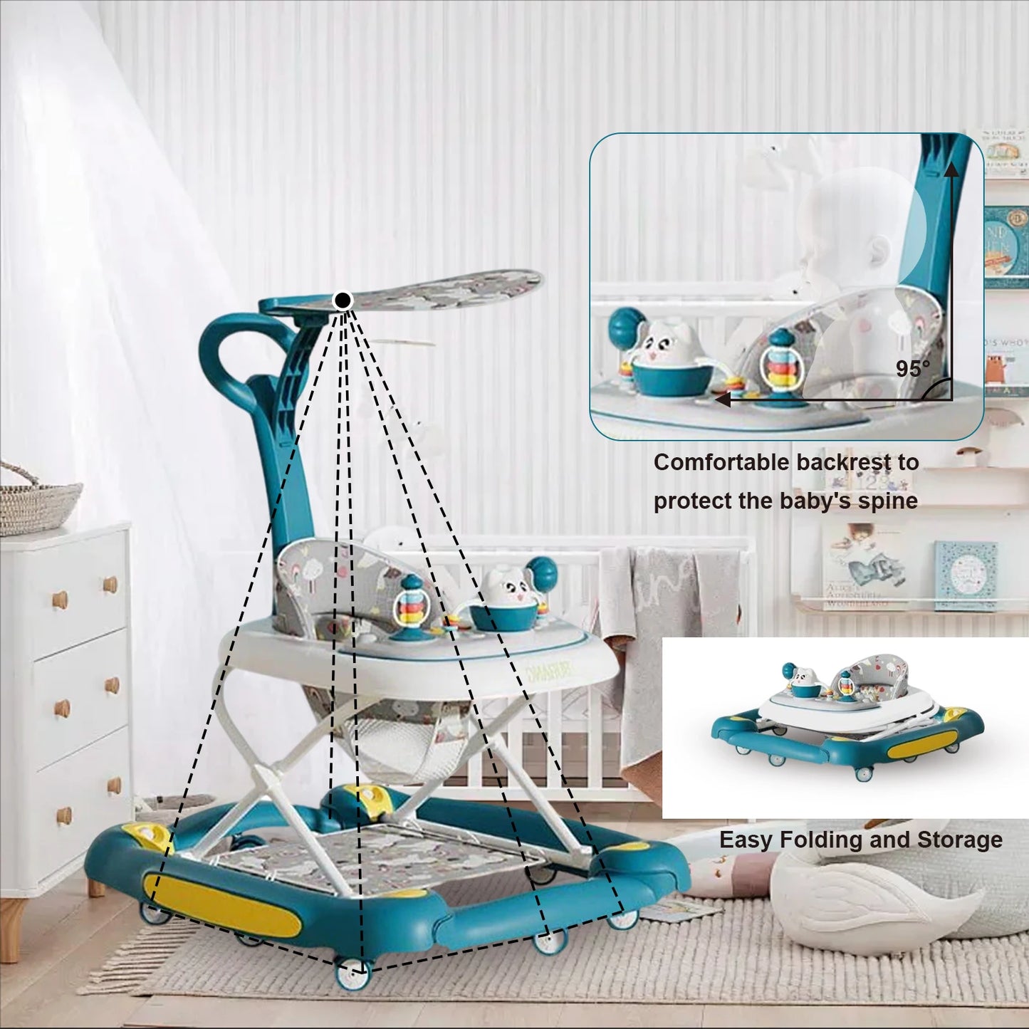 Multi-Functional Baby Walker with Awning | Safe & Fun Mobility