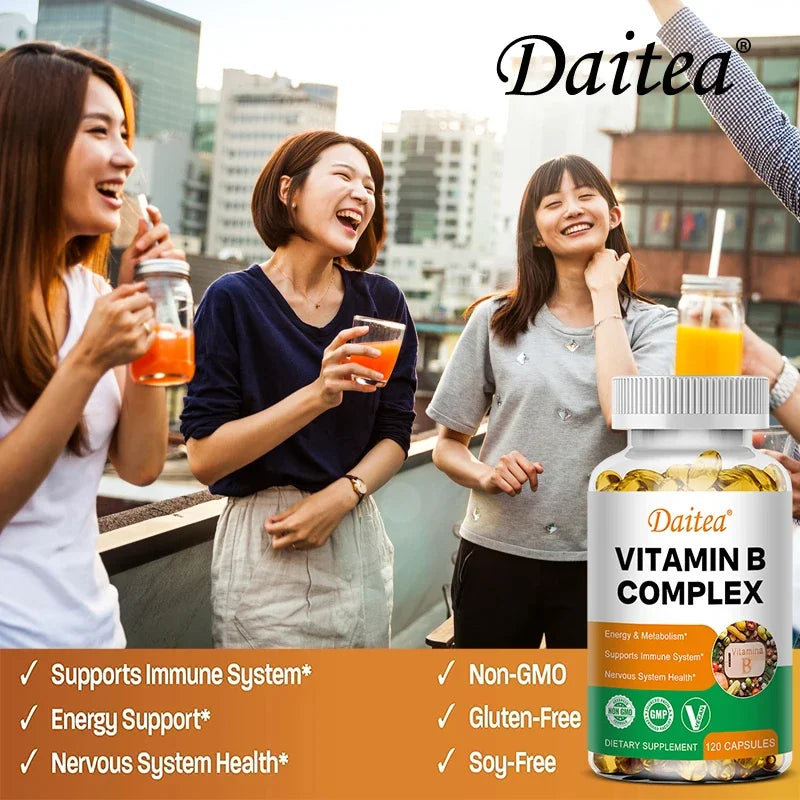 Organic Vitamin B Complex for Energy & Immune Support - 120 Capsules