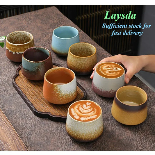 Taza de café japonesa vintage | Vajilla elegante de gres
