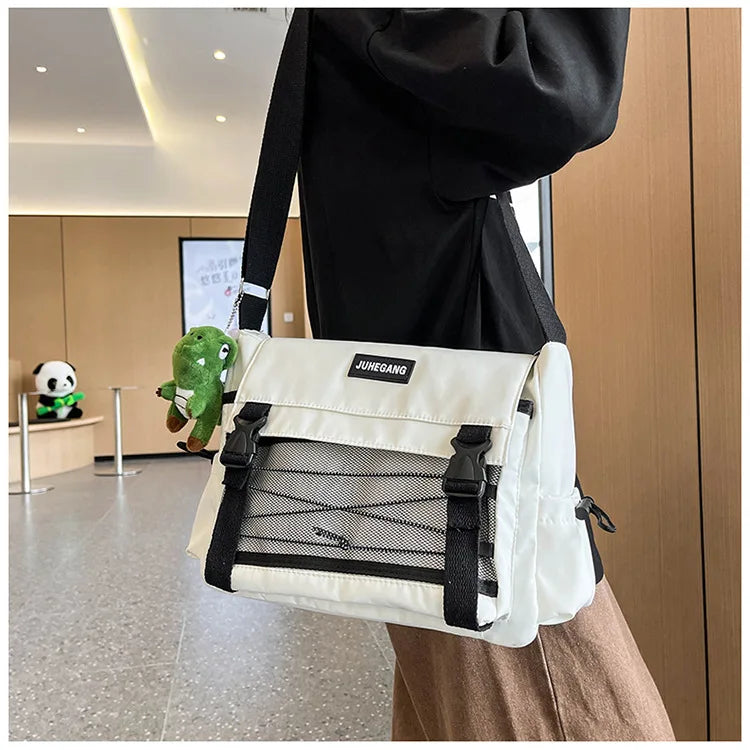 Bolso cruzado de nailon elegante para adolescentes | Bandolera multibolsillos