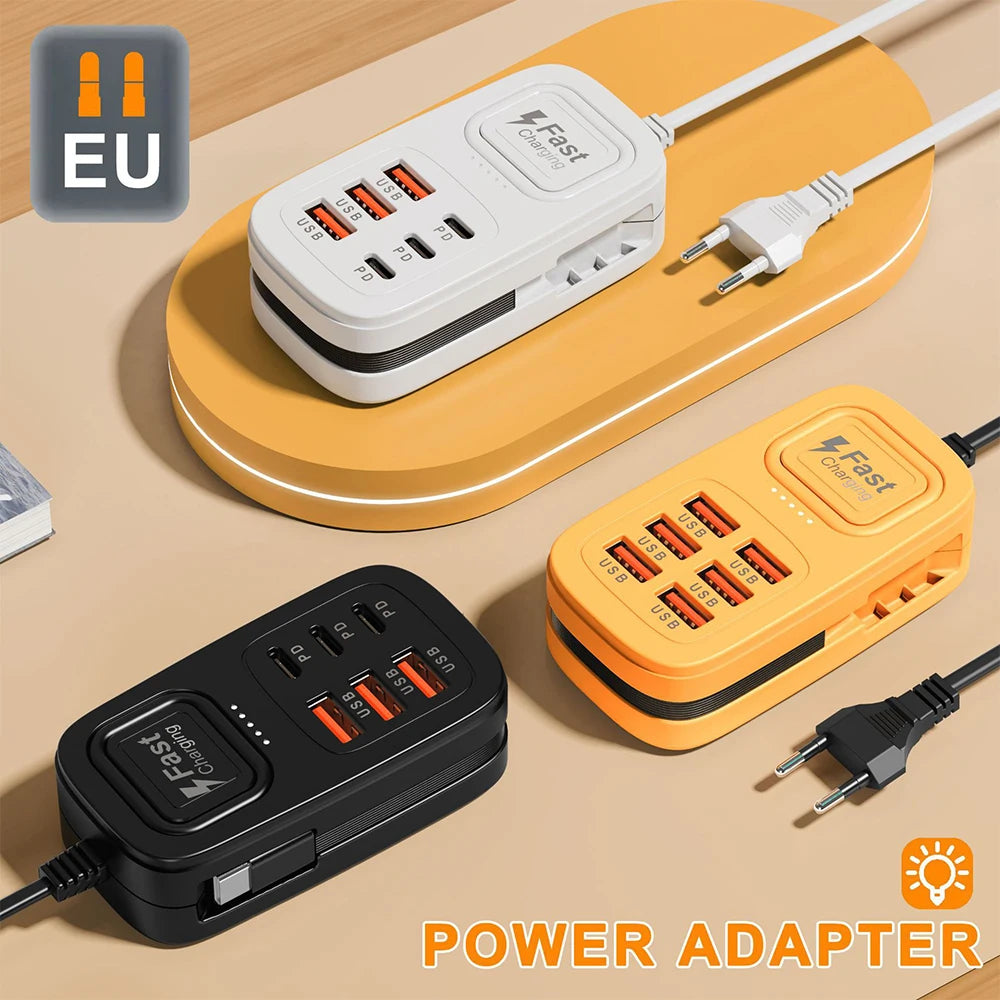 6 in 1 Fast USB Charger Power Strip | Desktop Charging Station
