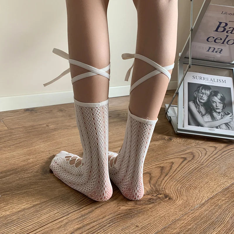 Stylish Women's Black Middle Tube Socks | Trendy Summer Crew Socks