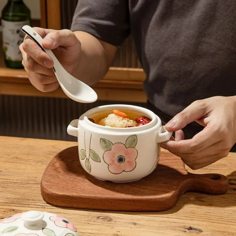 Hand-Painted Ceramic Stew Pot | Versatile Heat-Resistant Cookware